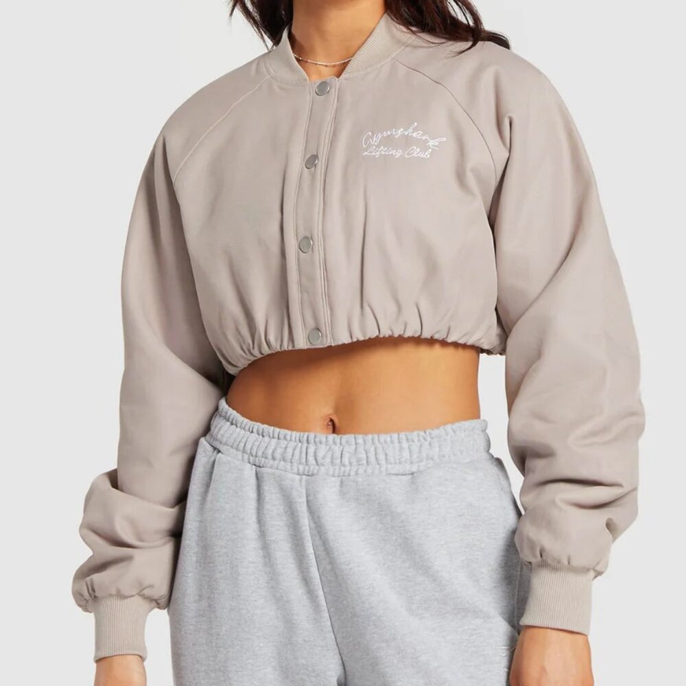 BNWT GYMSHARK CROPPED BOMBER JACKET SZ XS STONE PINK SOLD OUT LIMITED EDITION